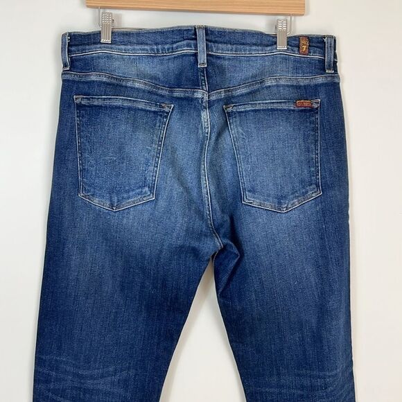 7 For All Mankind Jeans Mens 36 Slim Fit Adrien Stretch Dark Wash Straight - Picture 3 of 7